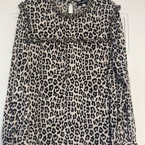 Karl Lagerfeld Black, Gray and White Leopard Print Blouse